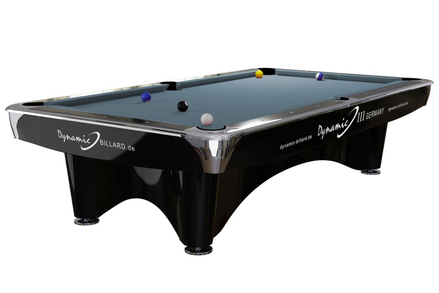 Billardtisch, gebraucht, Pool, Dynamic III, 9 ft. (Fuß), schwarz, Simonis 760 puderblau