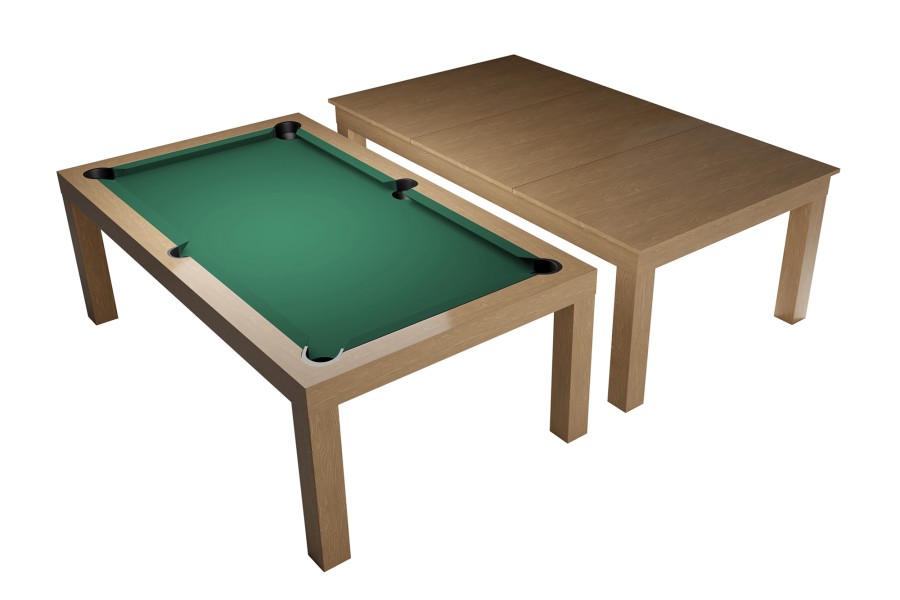Billardtisch / Esstisch, Pool, Mozart, 7 ft. (Fuß), eiche, Clubtuch gelbgrün