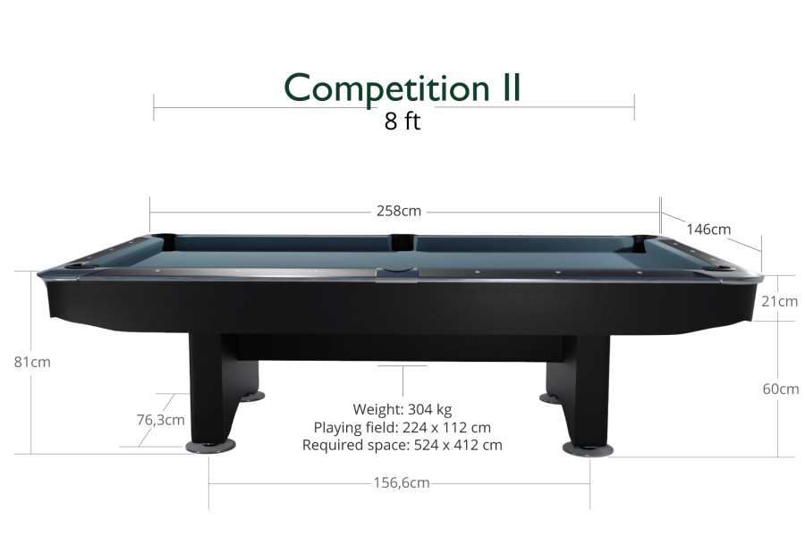Billardtisch, Pool, Competition II, schwarz matt, 9 ft. – Bild 8