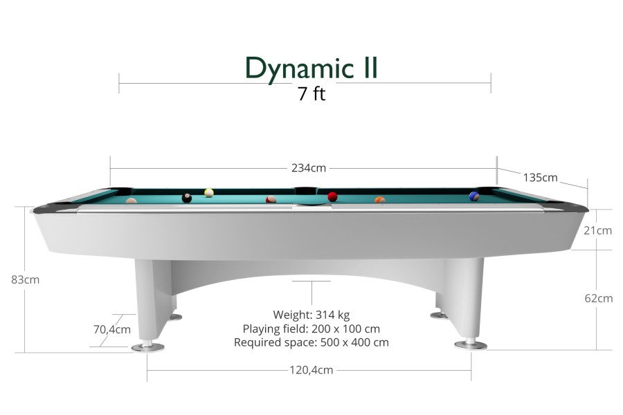 Billardtisch, Pool, Dynamic II, 7 ft. (Fuß), glänzend-weiß, Simonis 860 elektrikblau – Bild 5