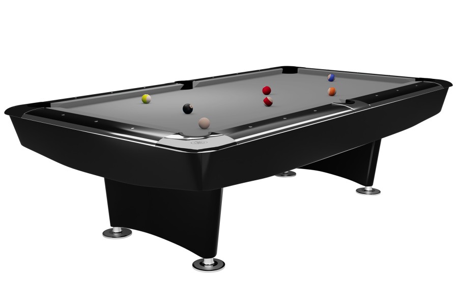 Billardtisch, Pool, Dynamic II, 9 ft. (Fuß), schwarz glänzend, Simonis 760 grau