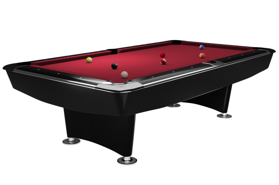 Billardtisch, Pool, Dynamic II, 9 ft. (Fuß), schwarz glänzend, Simonis 860 rot