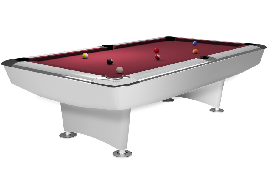 Billardtisch, Pool, Dynamic II, 7 ft. (Fuß), glänzend-weiß, Simonis 760 burgund