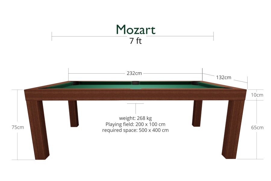 Billardtisch / Esstisch, Pool, Mozart, 7 ft. (Fuß), mahagoni – Bild 6