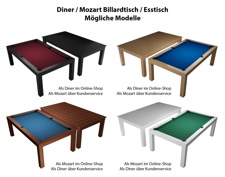 Billardtisch / Esstisch, Pool, Mozart, 7 ft. (Fuß), eiche, Clubtuch gelbgrün – Bild 8