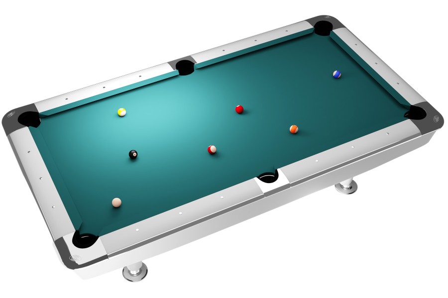 Billardtisch, Pool, Dynamic II, 7 ft. (Fuß), glänzend-weiß, Simonis 860 elektrikblau – Bild 3